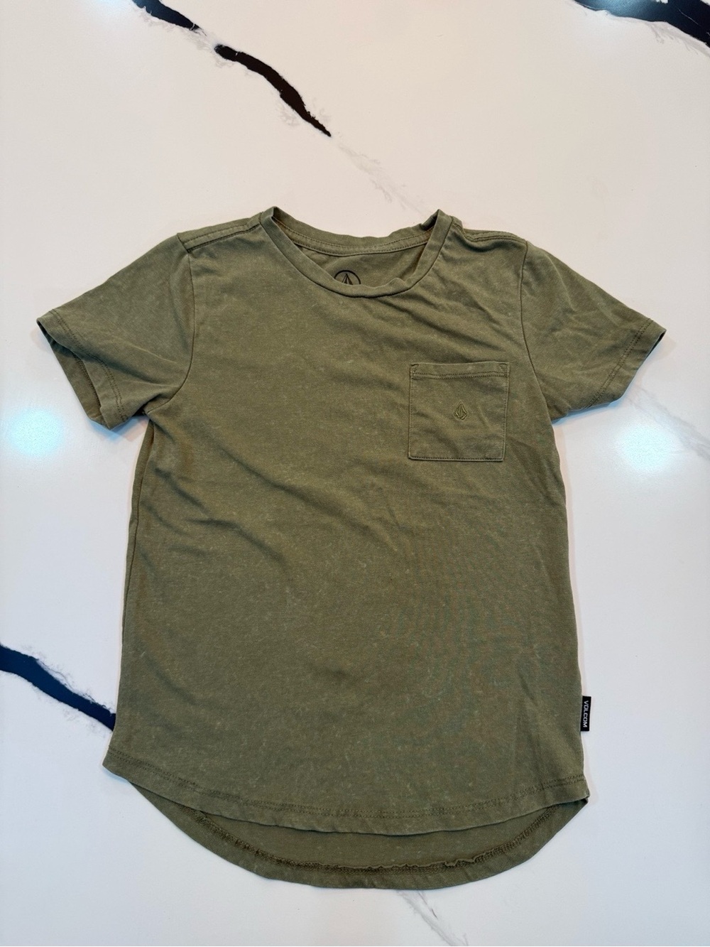 Volcom Kids Olive Green Washed Pocket T-Shirt Size 6 Skate Surf